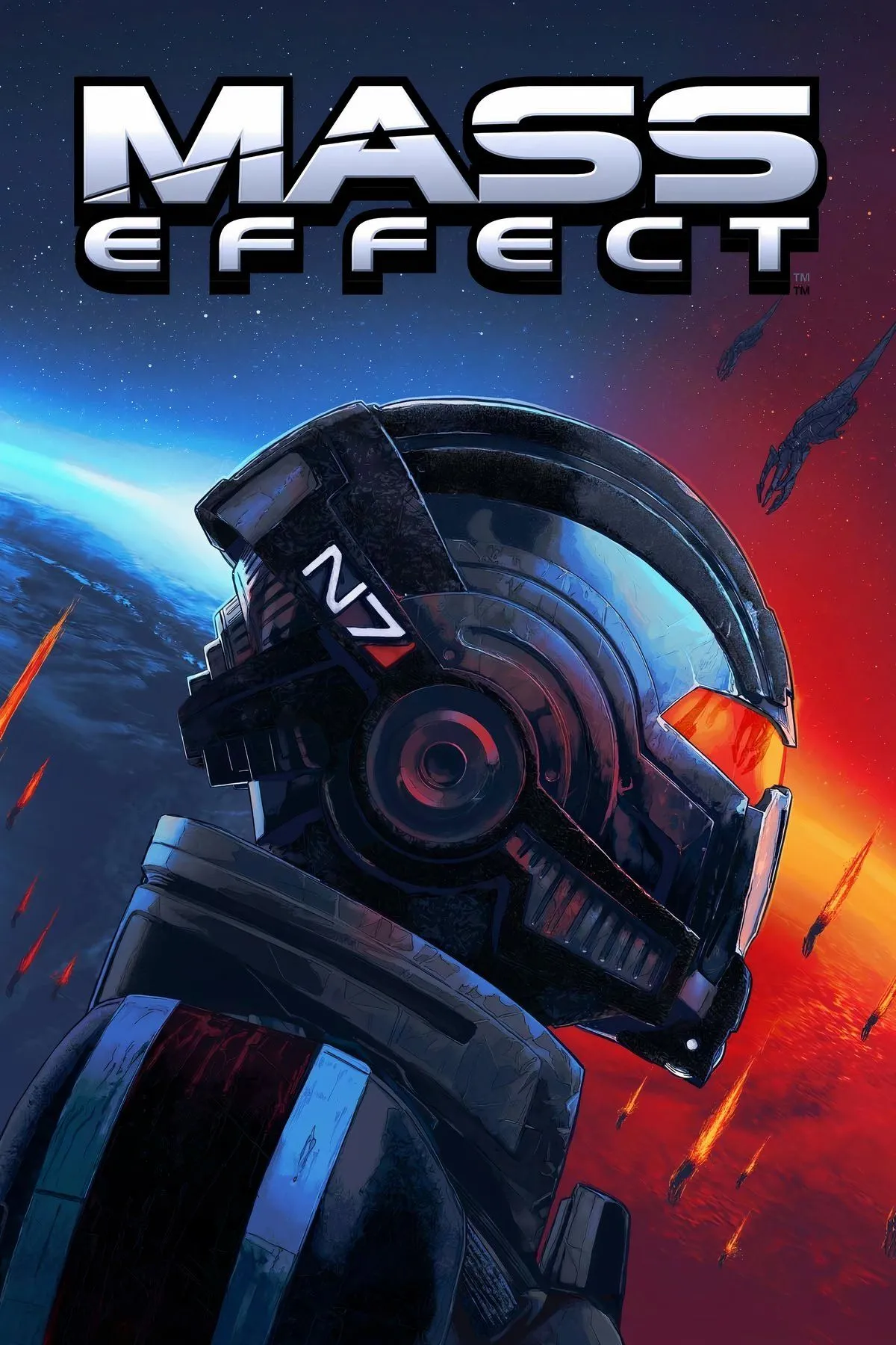 Ảnh bìa bộ ba trò chơi Mass Effect, minh họa nhân vật chính Commander Shepard và các đồng đội ngoài không gian, gợi nhớ tinh thần phiêu lưu khoa học viễn tưởng tương tự Star Wars.