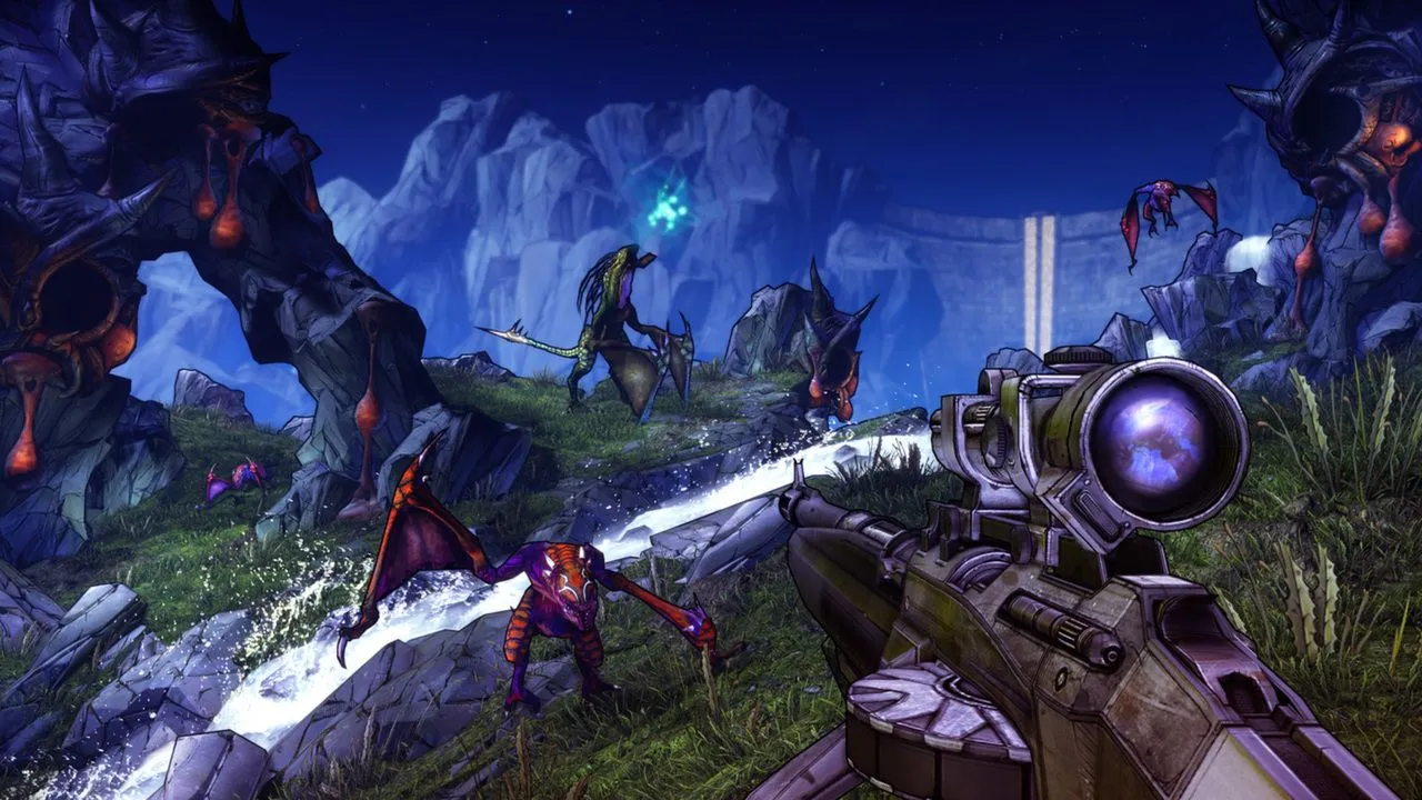 Ảnh chụp màn hình chính thức của Borderlands 2 với đồ họa cel-shaded đặc trưng