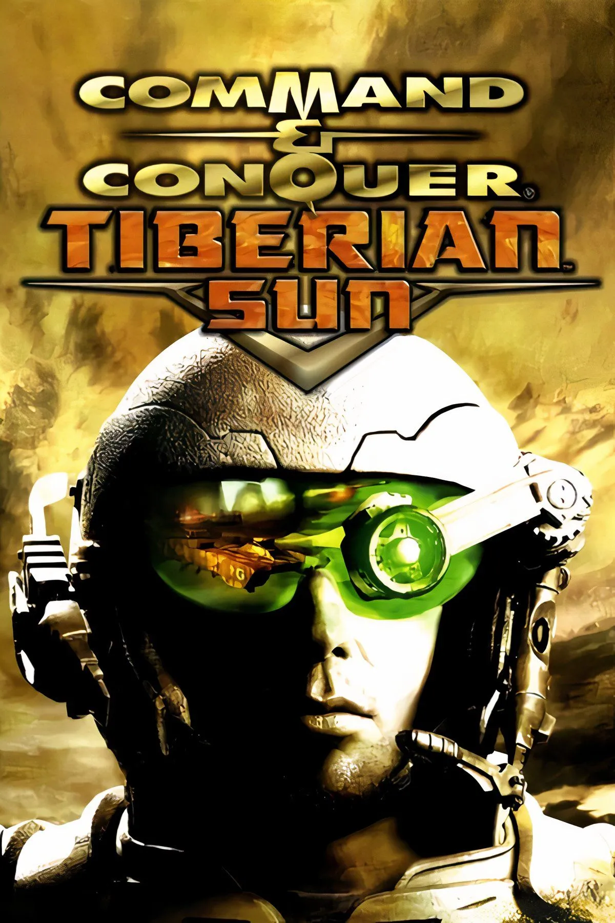 Ảnh collage đại diện cho Command &amp; Conquer: Tiberian Sun, thể hiện chủ đề khoa học viễn tưởng và chiến tranh tương lai.