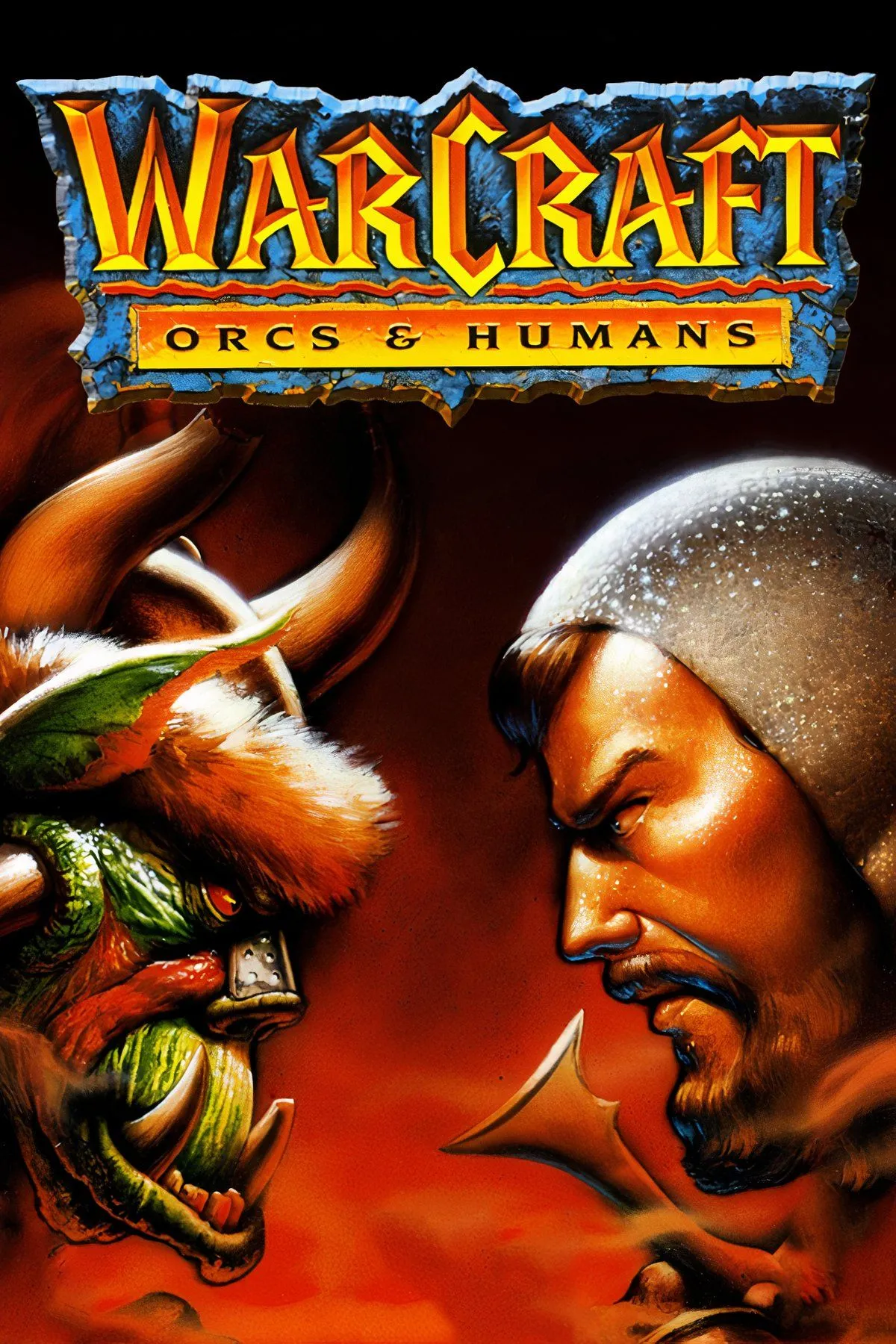 Ảnh collage tổng hợp từ game Warcraft: Orcs &amp; Humans và logo Blizzard Entertainment, gợi nhớ kỷ nguyên game chiến thuật thời gian thực.