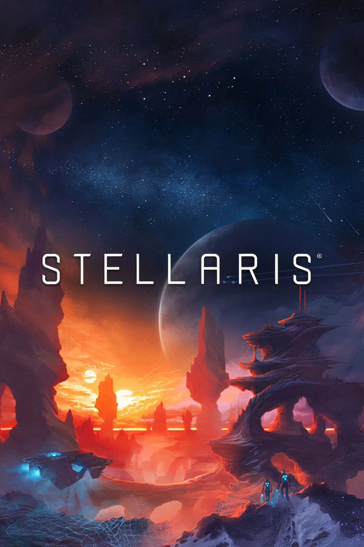 Bản đồ thiên hà trong Stellaris hiển thị các đế chế không gian và đường biên giới, cho thấy quy mô của game chiến thuật 4X nơi người chơi quản lý một nền văn minh giữa các vì sao.