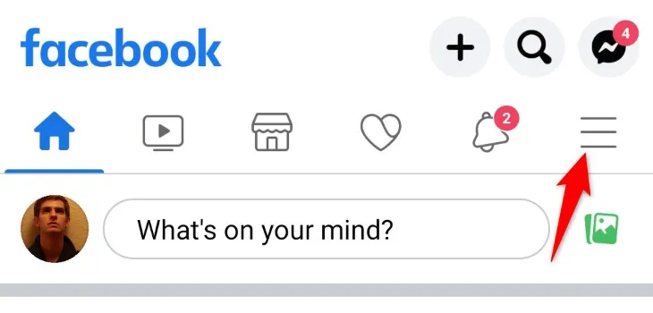 Biểu tượng Menu trên ứng dụng Facebook di động, là bước đầu tiên để điều hướng đến các tùy chọn cài đặt và quản lý tài khoản.