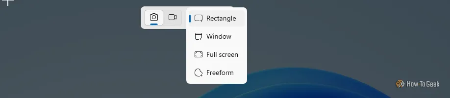 Các tùy chọn chụp màn hình giới hạn của công cụ Snipping Tool tích hợp sẵn trên Windows.