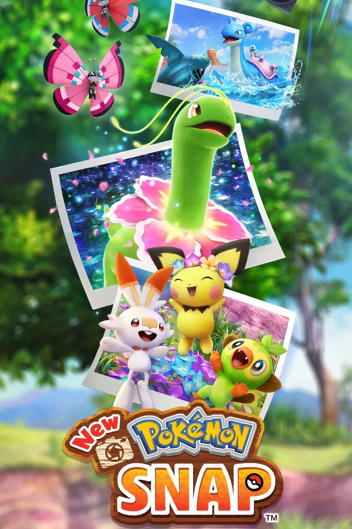 Cận cảnh người chơi chụp ảnh Pokémon Vulpix và Pikachu trong game New Pokémon Snap, thể hiện lối chơi thư giãn.