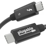 Cáp Plugable Thunderbolt 5 chất lượng cao trên nền trắng, hỗ trợ tốc độ truyền dữ liệu 80Gbps và sạc công suất 240W, là lựa chọn kinh tế cho người dùng chuyên nghiệp.