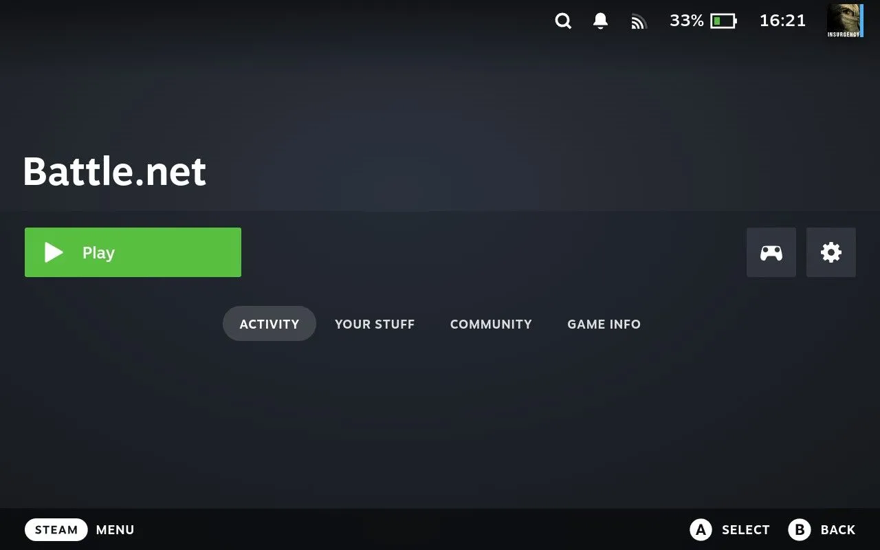Chạy Battle.net từ thư viện Steam của bạn, một bước thiết yếu để khởi động và chơi World of Warcraft trên Steam Deck