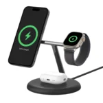 Đế sạc không dây từ tính Belkin BoostCharge Pro 3-trong-1 với công nghệ Qi2 cho iPhone và phụ kiện Apple.