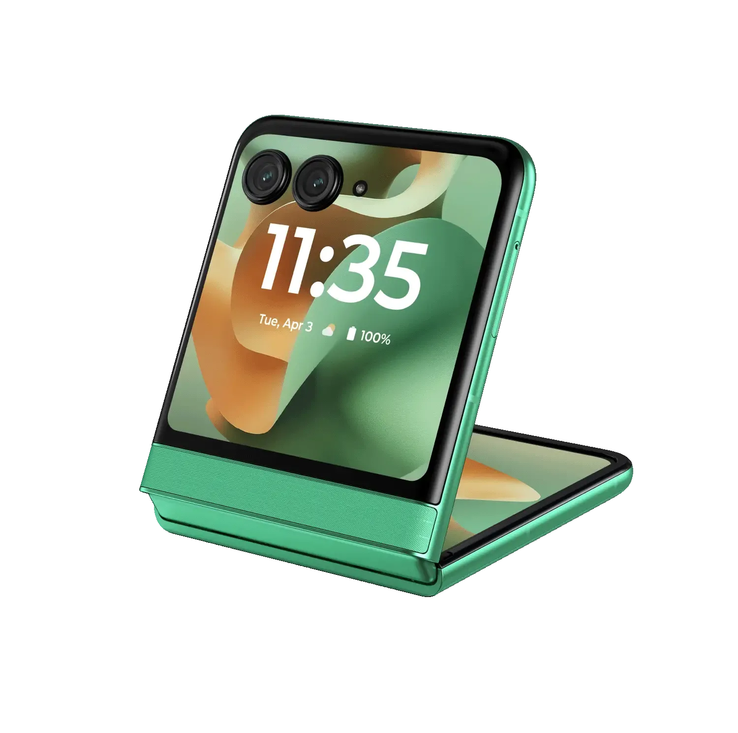 Điện thoại Motorola Razr 2025 với thiết kế gập vỏ sò màu tím sang trọng, thể hiện sự kết hợp giữa phong cách và công nghệ hiện đại.