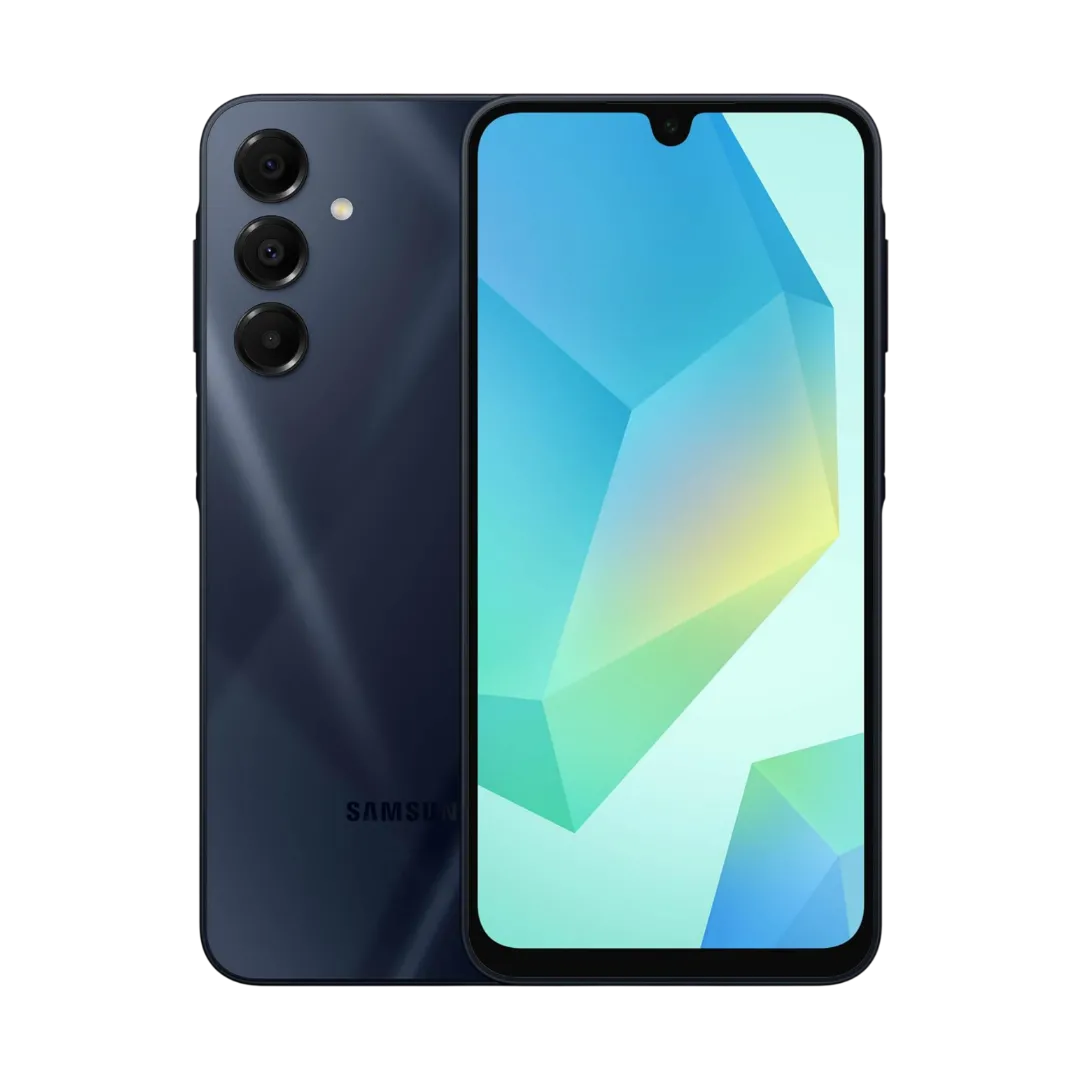 Điện thoại Samsung Galaxy A16 5G màu đen, nổi bật với màn hình hiển thị sống động và thiết kế hiện đại, đại diện cho dòng smartphone giá rẻ pin trâu