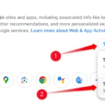 Giao diện cài đặt tài khoản Google hiển thị tùy chọn tạm dừng và xóa Hoạt động Web & Ứng dụng, giúp tăng cường quyền riêng tư người dùng.