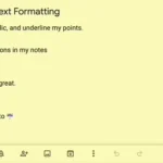 Giao diện Google Keep trên web hiển thị thanh công cụ định dạng văn bản mới với các tùy chọn in đậm, in nghiêng, gạch chân và kiểu tiêu đề H1, H2, giúp người dùng dễ dàng tổ chức ghi chú.