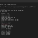 Giao diện hiển thị danh sách các bản phân phối Linux được hỗ trợ trên WSL, với Arch Linux được tô sáng, minh họa sự đa dạng lựa chọn cho người dùng Windows.