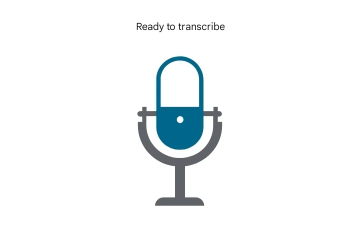 Giao diện tính năng Live Transcribe đã mở, sẵn sàng ghi chép cuộc hội thoại trực tiếp.