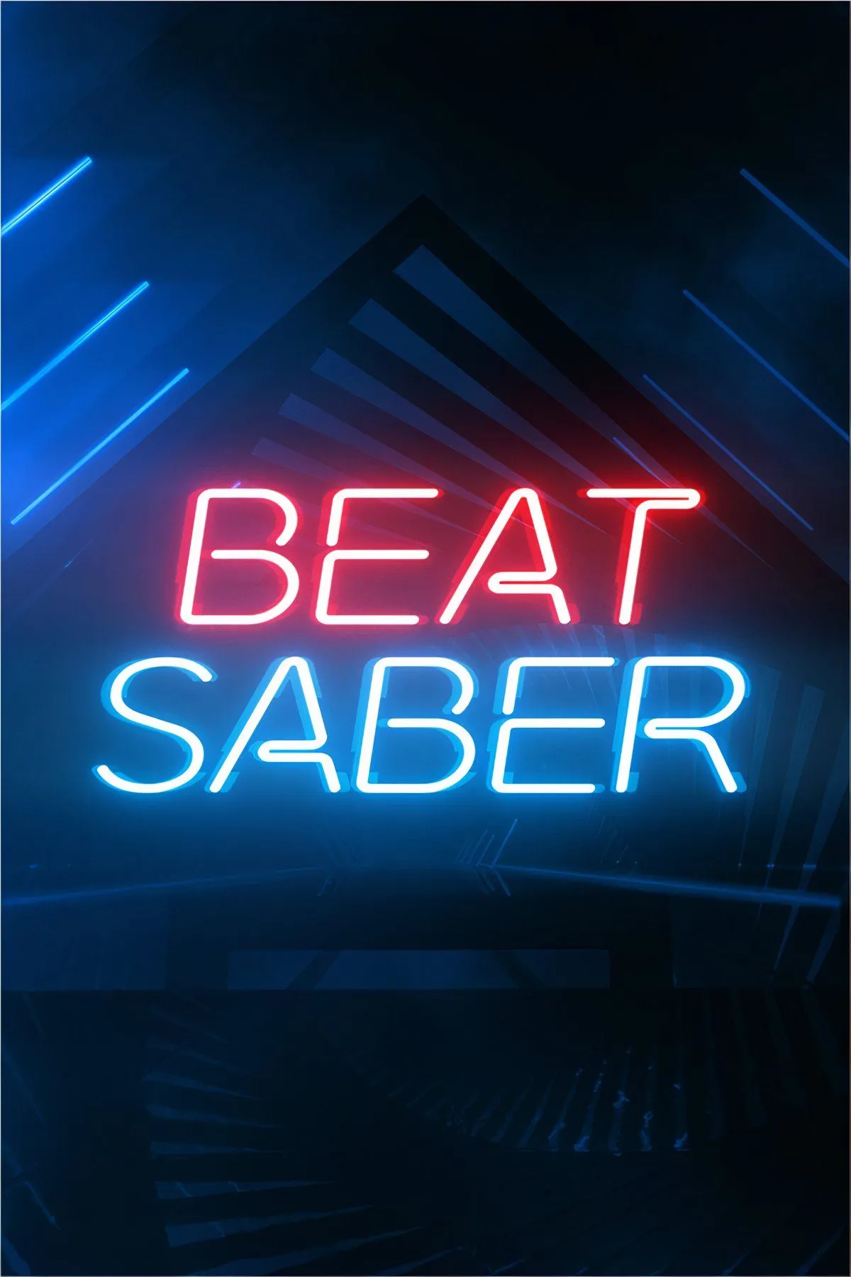 Góc nhìn người chơi trong Beat Saber, thể hiện luồng khối nhạc và mũi tên hướng dẫn, mang đến trải nghiệm tập luyện hấp dẫn trong không gian ảo.