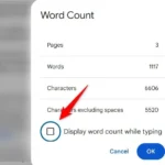 Hiển thị số lượng từ trực tiếp khi gõ văn bản trên Google Docs, giúp người dùng dễ dàng theo dõi tiến độ.