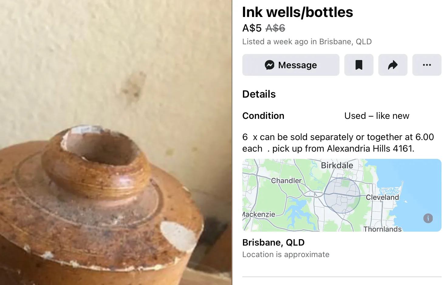 Hình ảnh bài đăng trên Facebook Marketplace liệt kê nhiều mặt hàng cùng lúc với giá tượng trưng