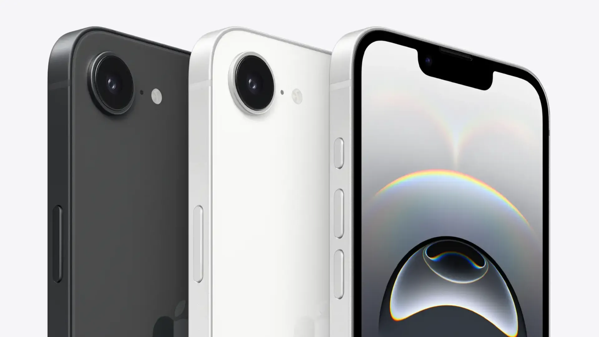 Hình ảnh cận cảnh iPhone 16e với thiết kế cạnh vuông và tai thỏ (notch), mang lại cảm giác cầm nắm chắc chắn hơn.