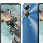 Hình ảnh điện thoại HTC Wildfire E5 Plus với hai tùy chọn màu sắc xám và xanh dương, thể hiện thiết kế cơ bản của dòng smartphone giá rẻ.