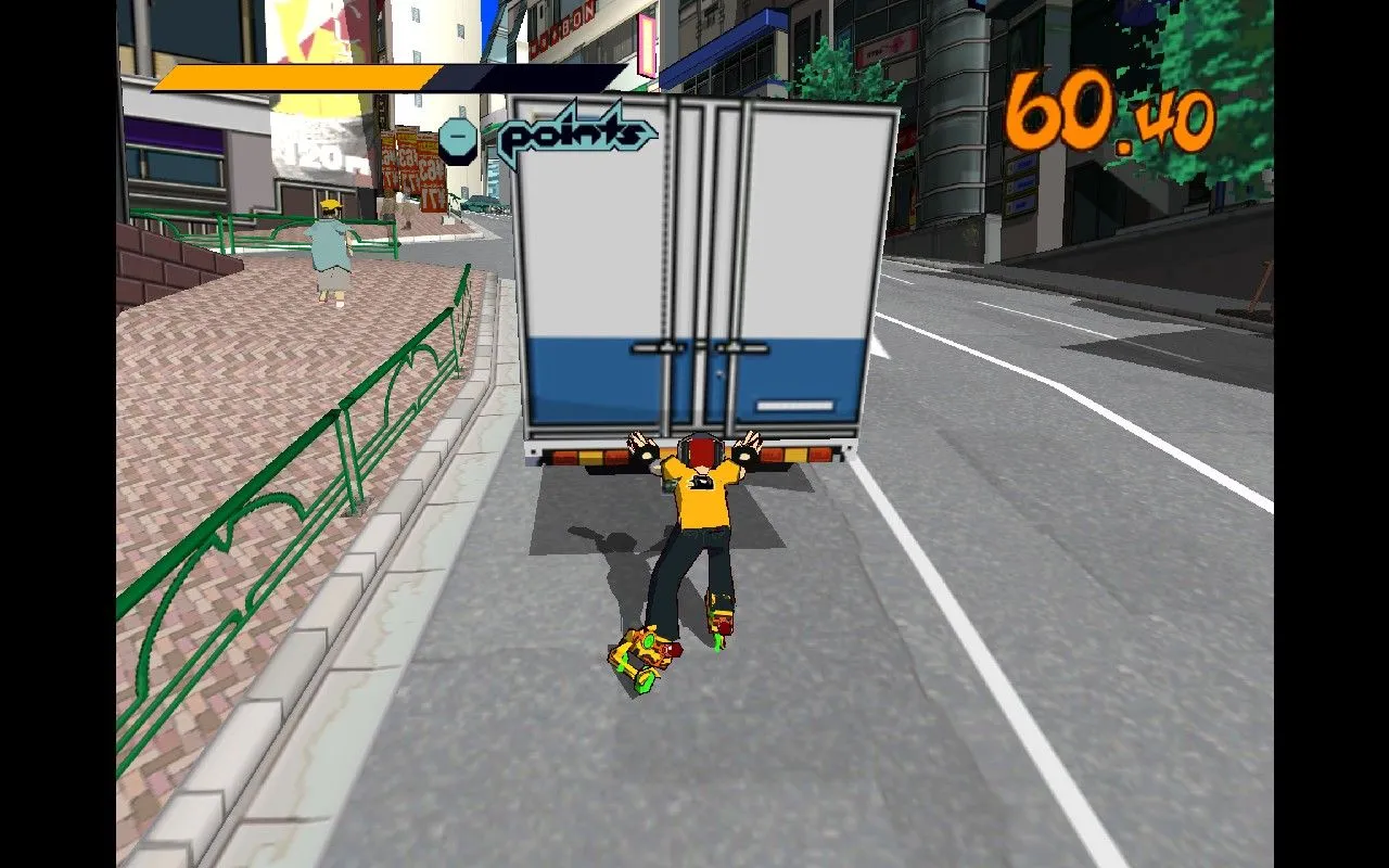 Hình ảnh game Jet Set Radio với đồ họa cel-shading sống động trên Steam Deck, được nâng cấp lên độ phân giải cao gấp 3 lần bản gốc.