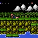 Hình ảnh gameplay của tựa game Contra huyền thoại, minh họa phong cách bắn súng đi cảnh 2D đầy kịch tính với nhân vật và môi trường đậm chất hành động.