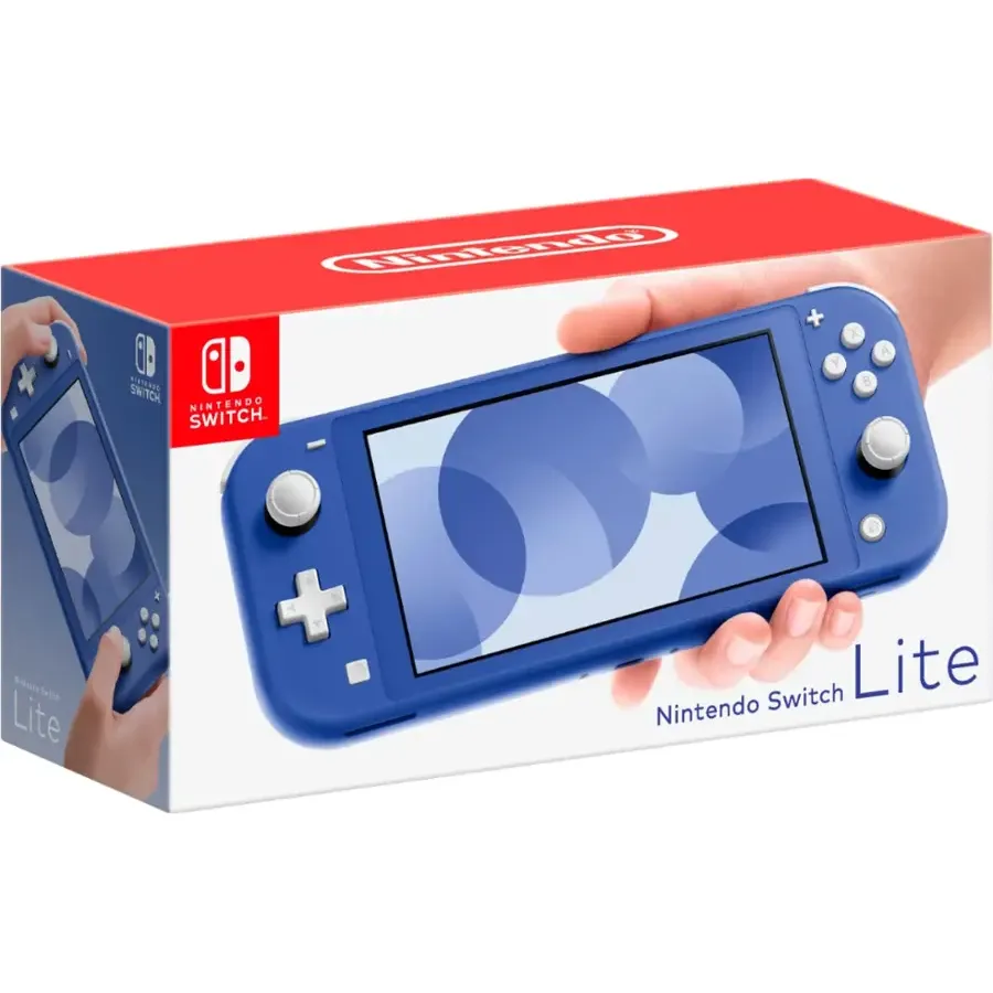 Hình ảnh máy chơi game Nintendo Switch Lite màu xanh lam, minh họa tiện ích của tính năng thẻ game ảo mới của Nintendo, giúp tối ưu trải nghiệm chơi game di động và linh hoạt chuyển đổi game giữa các máy Switch.