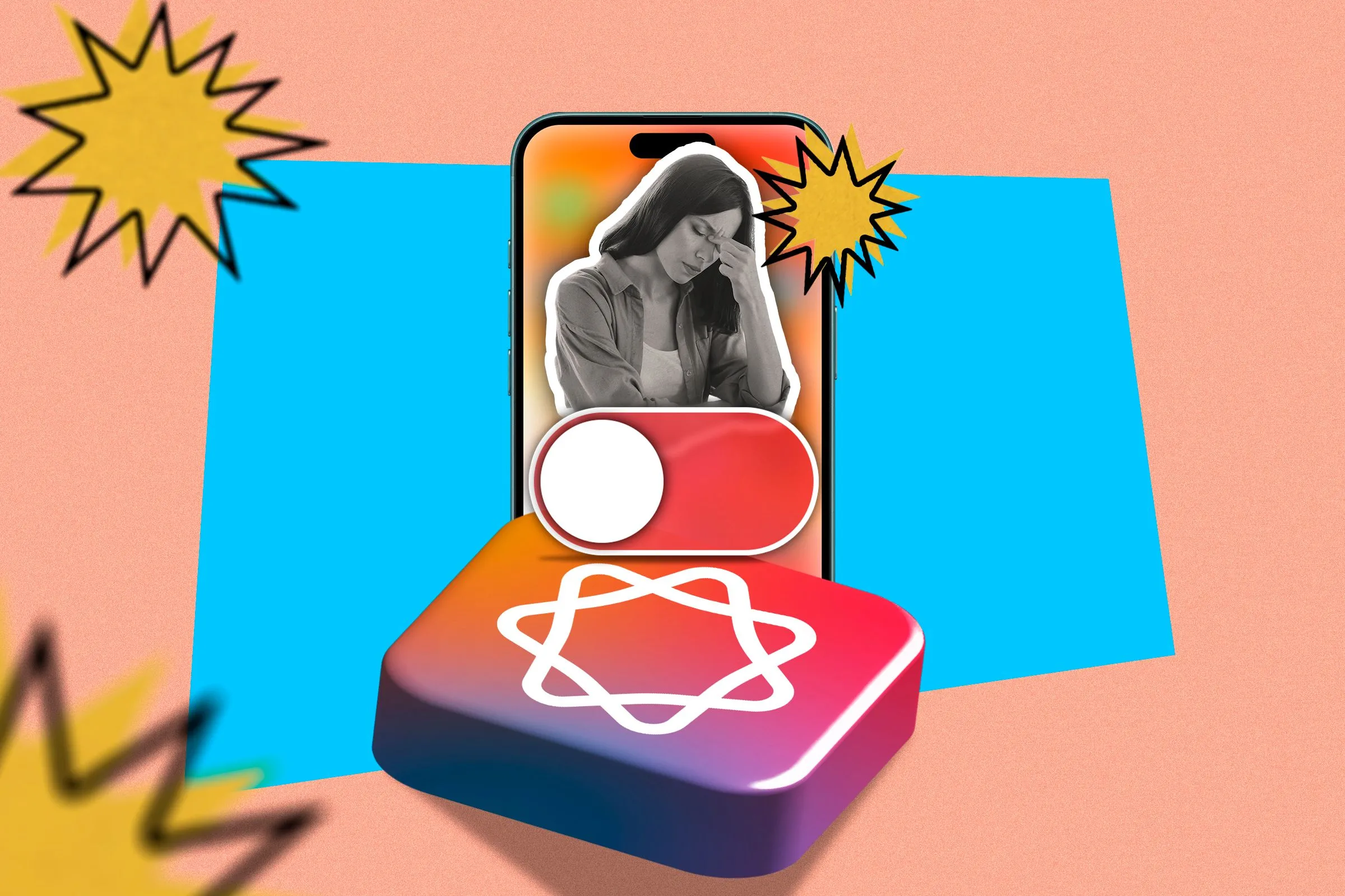 Hình ảnh minh họa người dùng không quan tâm đến Apple Intelligence, biểu tượng AI của Apple cùng nút công tắc tắt.
