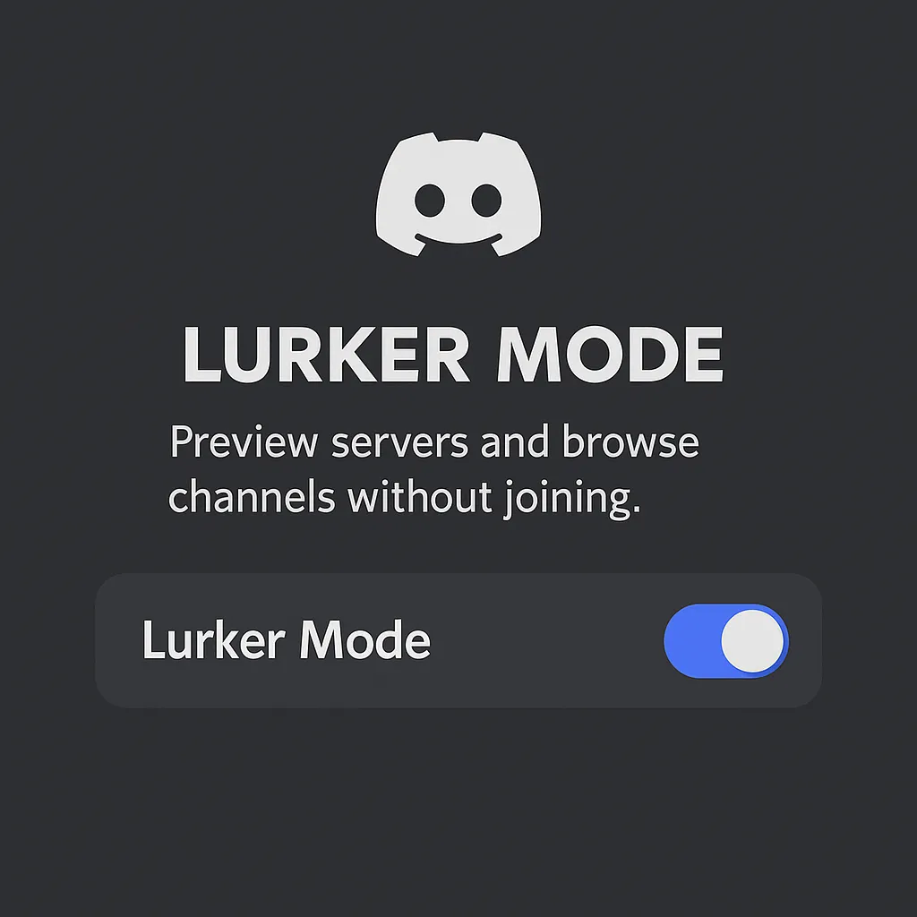 Hình ảnh minh họa ý tưởng về 'Chế độ lén lút' (Lurker Mode) trên Discord, cho phép người dùng xem trước nội dung máy chủ mà không bị thông báo công khai khi tham gia.
