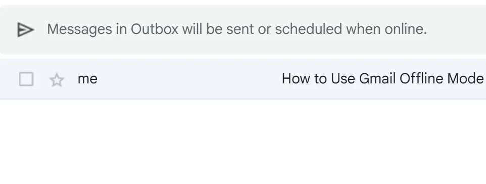 Hộp thư đi (Outbox) trong Gmail ngoại tuyến, nơi lưu trữ các email đã soạn thảo và gửi khi không có kết nối internet, chờ đợi được gửi đi khi mạng có lại.
