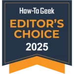 Huy hiệu Editor's Choice 2025 của How-To Geek dành cho tai nghe gaming Corsair Void Wireless V2