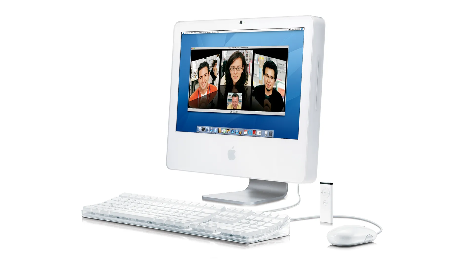iMac Intel vỏ Polycarbonate màu trắng, mẫu máy tính Apple đầu tiên dùng chip Intel.