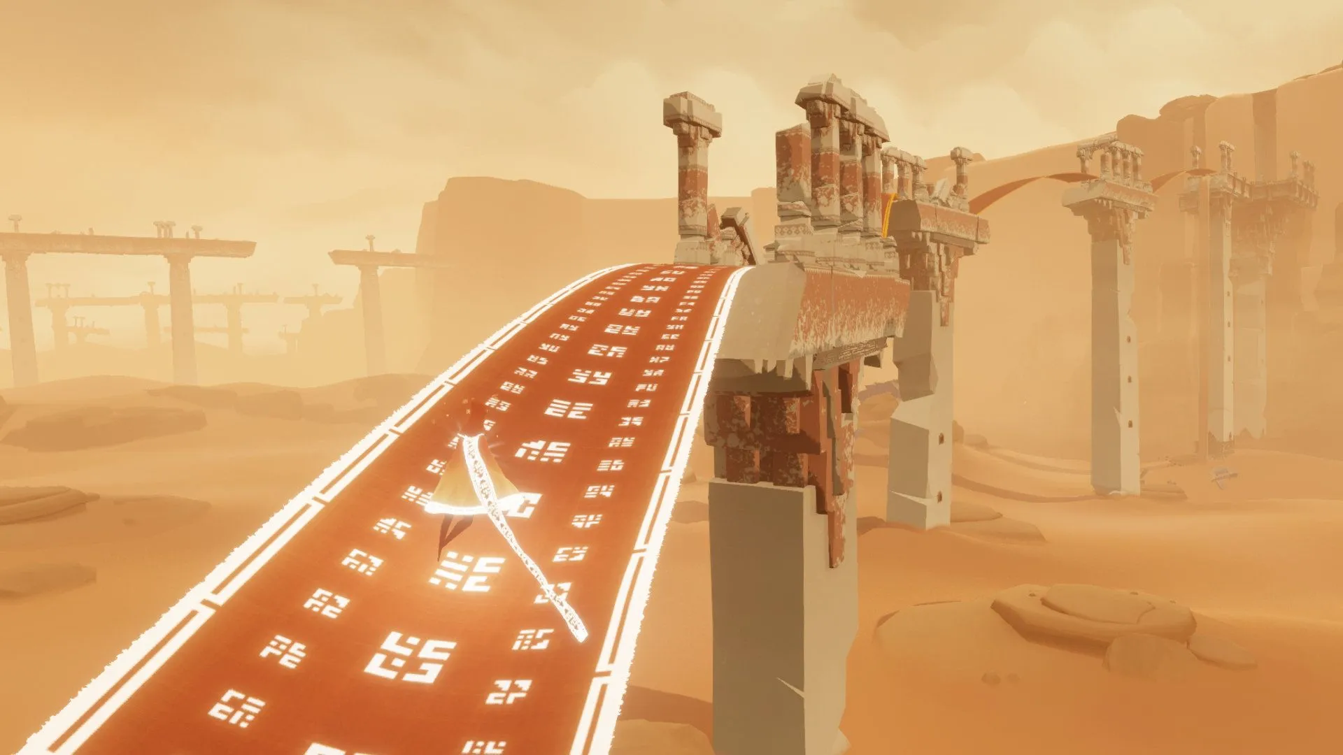 Khung cảnh đẹp mắt từ Journey, một tựa game indie phiêu lưu được yêu thích, thể hiện phong cách nghệ thuật độc đáo và cảm xúc.
