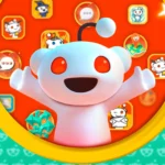 Linh vật Snoo của Reddit với những chiếc cúp và thành tích, tượng trưng cho trải nghiệm ứng dụng mượt mà và nhiều tính năng.