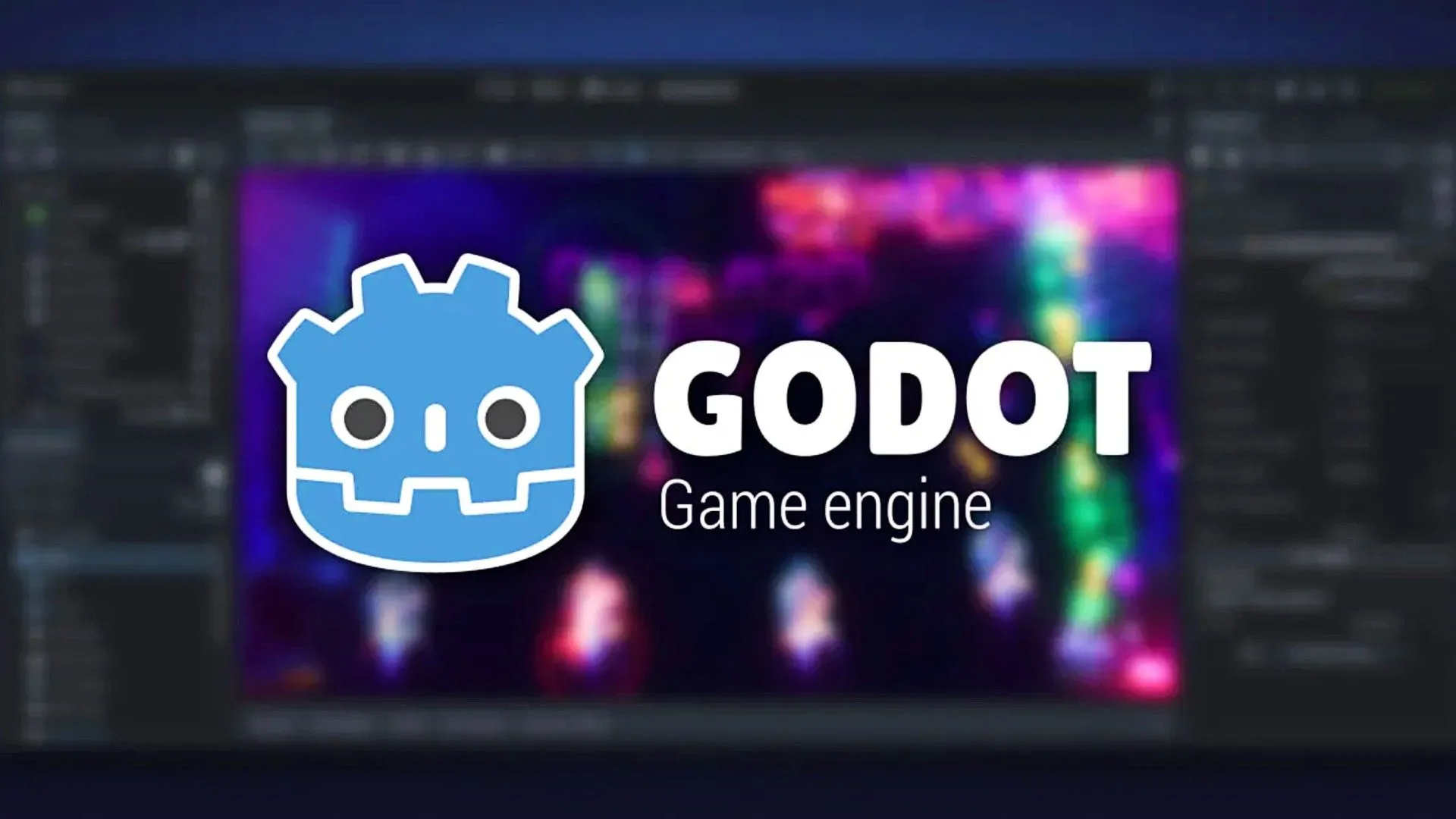 Logo Godot Engine nổi bật phía trước một dự án game đang được phát triển, thể hiện đây là một engine game mã nguồn mở mạnh mẽ có thể chỉnh sửa trực tiếp trên Android.