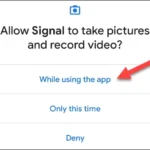 Màn hình bật lên yêu cầu quyền truy cập camera trên thiết bị Android, minh họa quá trình cấp quyền ứng dụng.