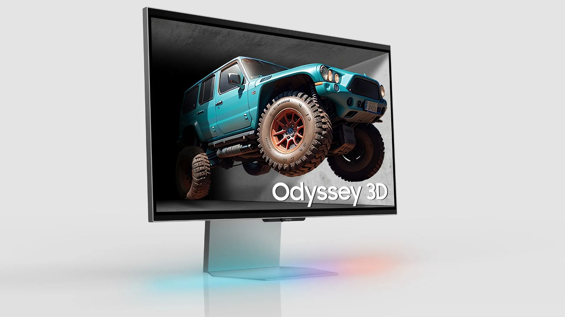 Màn hình chơi game Samsung Odyssey 3D 27 inch 4K với công nghệ hiển thị 3D không kính, sử dụng ống kính thấu kính và camera theo dõi mắt.