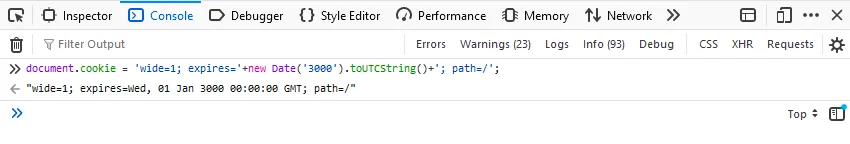 Màn hình công cụ nhà phát triển của trình duyệt, hiển thị mã JavaScript đã được dán vào tab Console để kích hoạt chế độ Rạp hát mặc định cho YouTube.