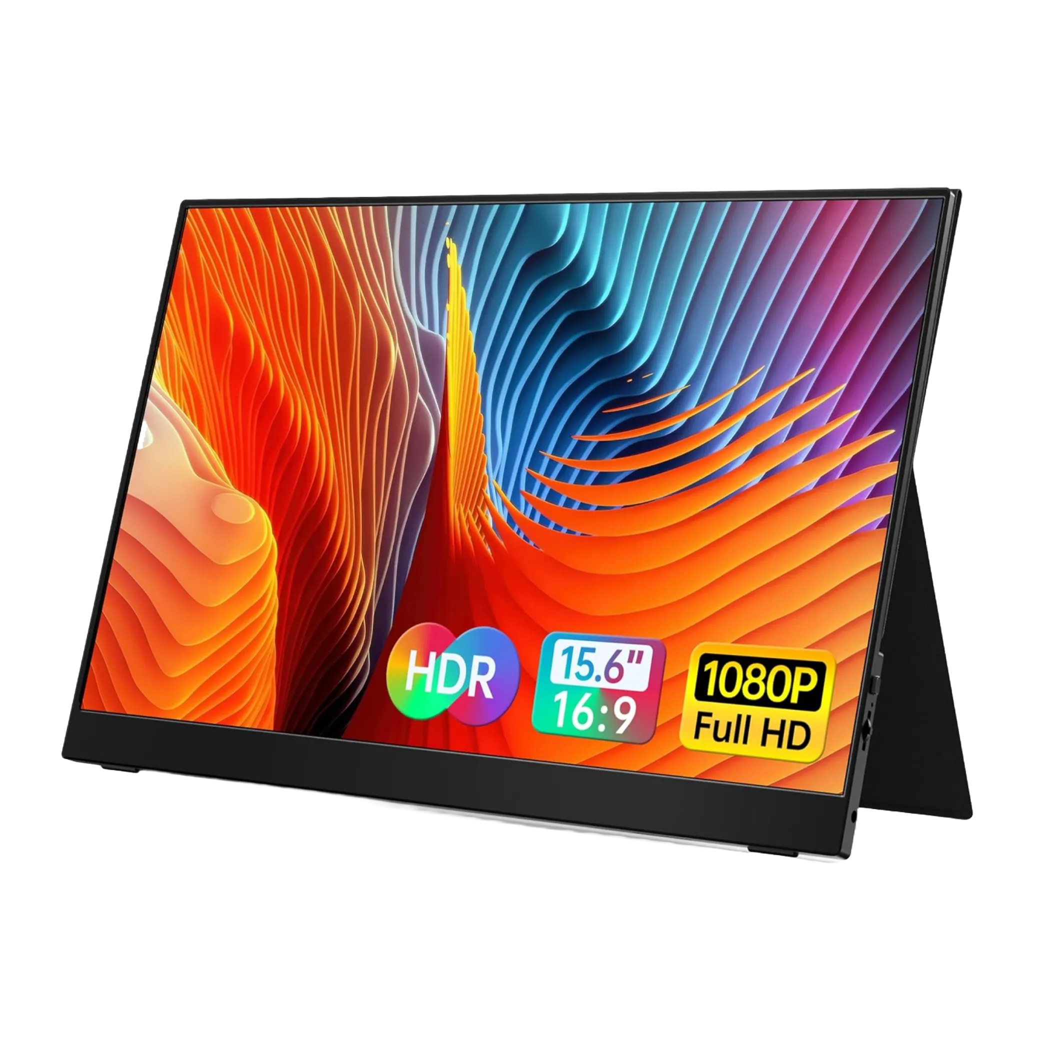 Màn hình di động VILVA 15.6 inch màu đen hiển thị hình ảnh sắc nét, kết nối qua USB-C và mini HDMI, lý tưởng để mở rộng không gian hiển thị cho các thiết bị chơi game cầm tay.