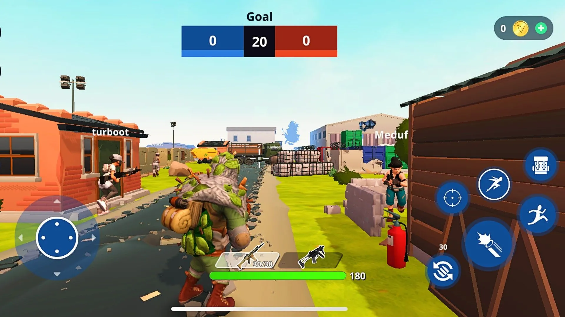 Màn hình game 3D được tạo bằng Struckd, hiển thị một quái vật cầm vũ khí nhắm vào nhân vật, minh họa khả năng tạo game 3D trực tiếp trên thiết bị Android.