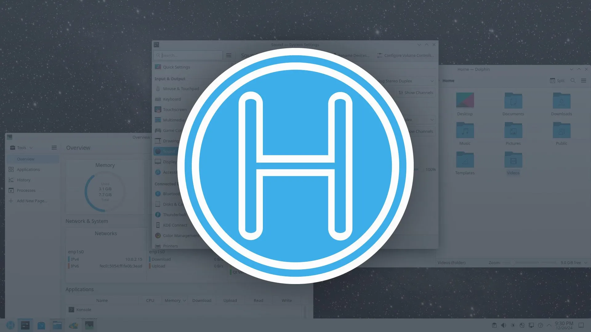 Màn hình máy tính hiển thị giao diện HeliumOS, một bản phân phối Linux bất biến thân thiện với người dùng, dựa trên AlmaLinux