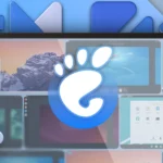 Màn hình máy tính hiển thị logo GNOME và các bản phân phối Linux khác, thể hiện tính linh hoạt của môi trường desktop.