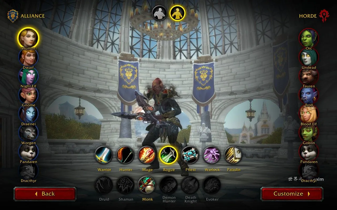 Màn hình tạo nhân vật trong World of Warcraft trên Steam Deck, nơi người chơi bắt đầu hành trình phiêu lưu của mình