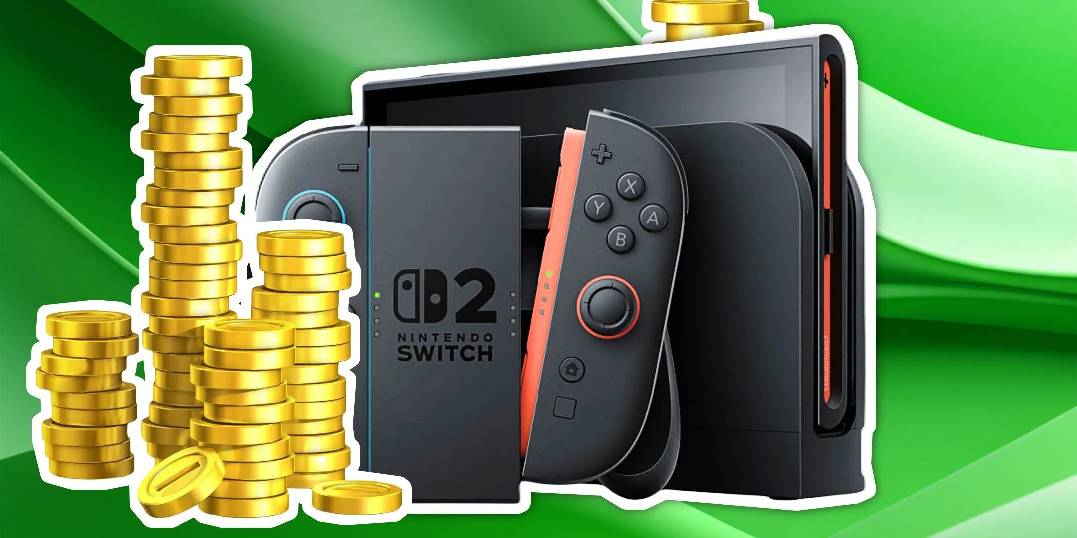 Máy chơi game Nintendo Switch đặt cạnh những đồng xu vàng, biểu tượng cho việc tăng giá game và chi phí đầu tư vào trải nghiệm giải trí số.
