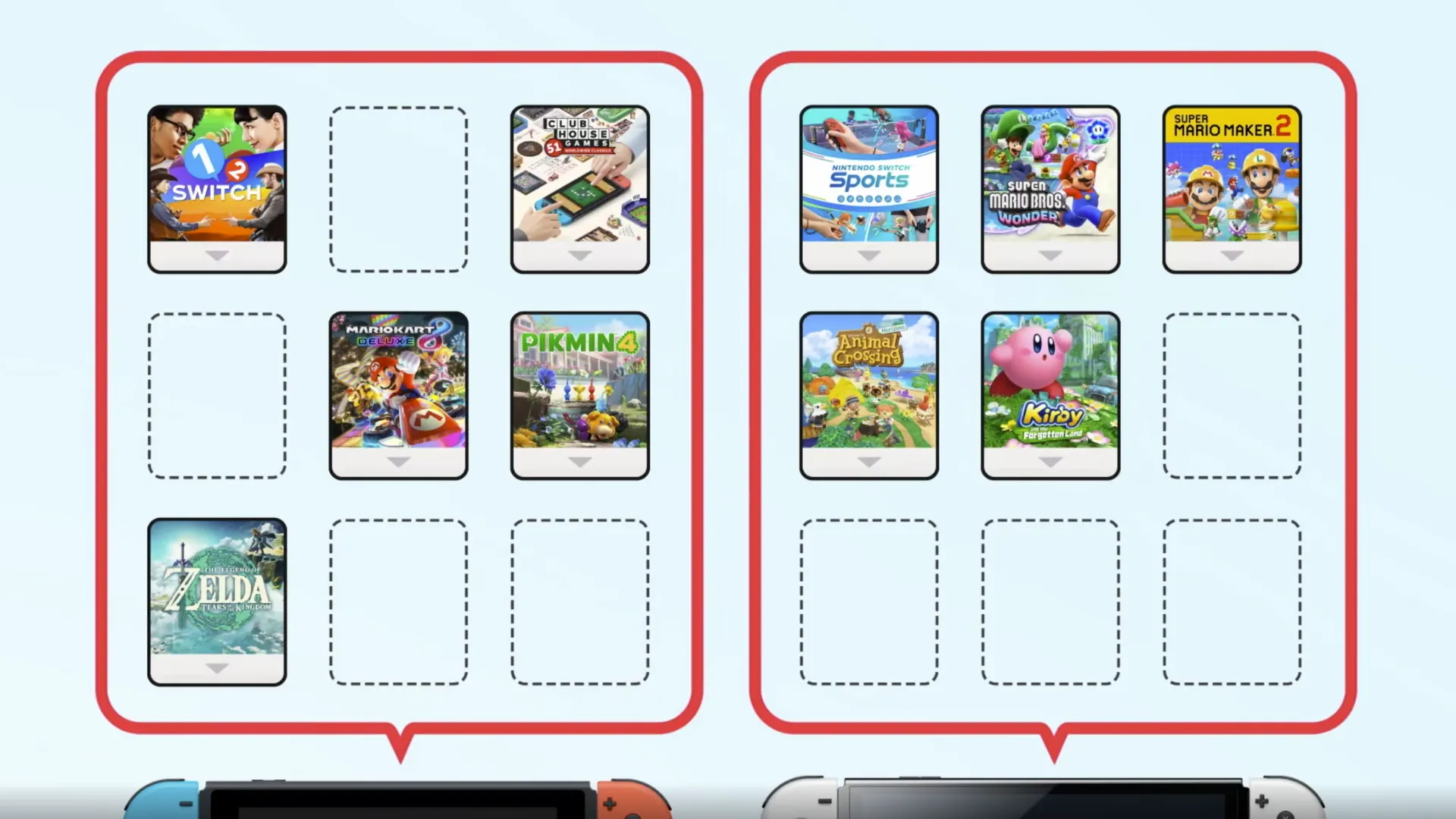Minh họa hệ thống thẻ game ảo của Nintendo cho phép chuyển đổi và quản lý trò chơi giữa các máy console.