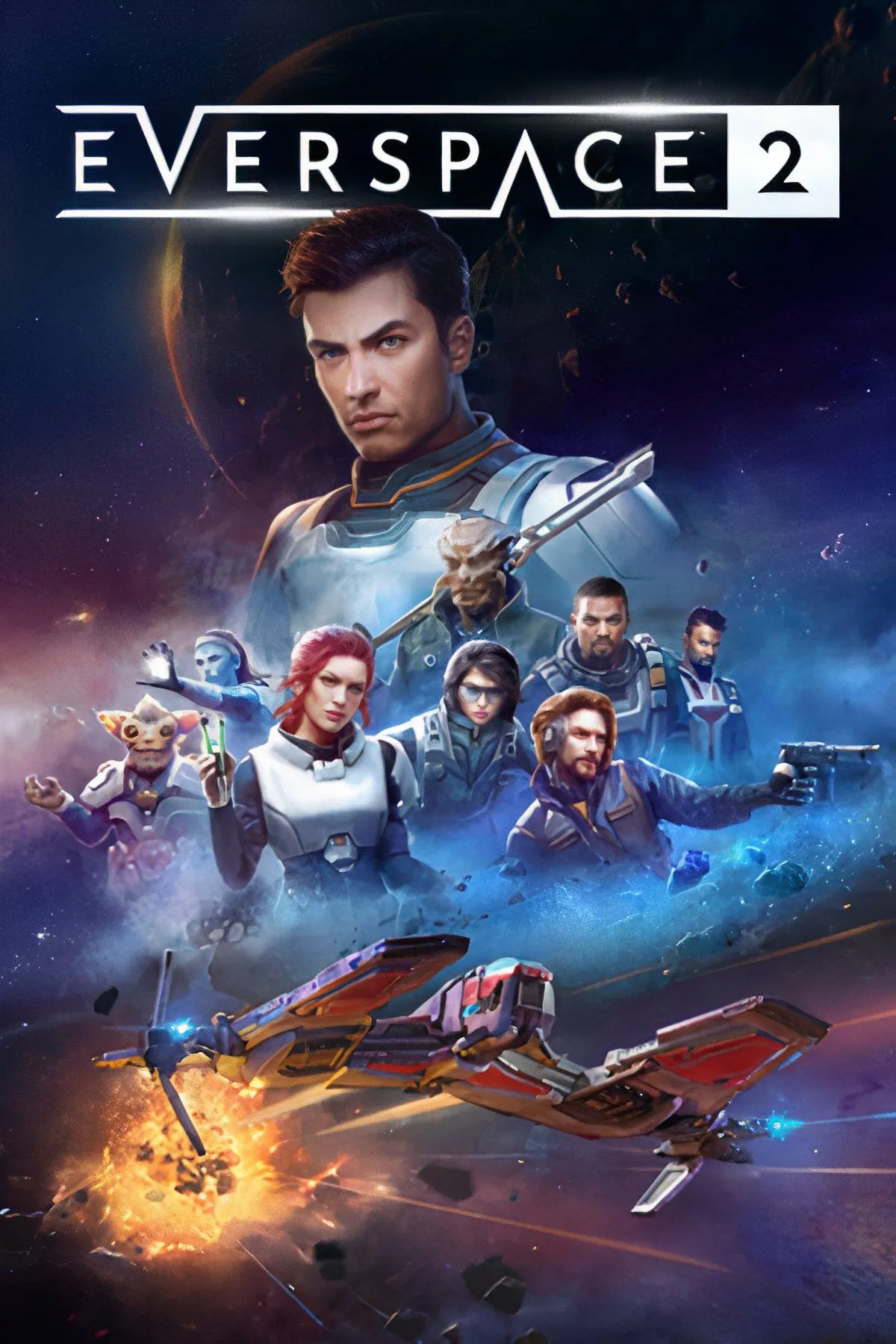 Một cảnh chiến đấu tàu vũ trụ mãn nhãn trong Everspace 2, với những vụ nổ và tia laser rực rỡ trong không gian sâu thẳm, thể hiện lối chơi hành động kịch tính.