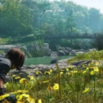 Nhân vật trong Assassin's Creed Shadows quan sát cần cẩu, minh họa sự mờ nhạt của game thế giới mở và thời lượng game dài.