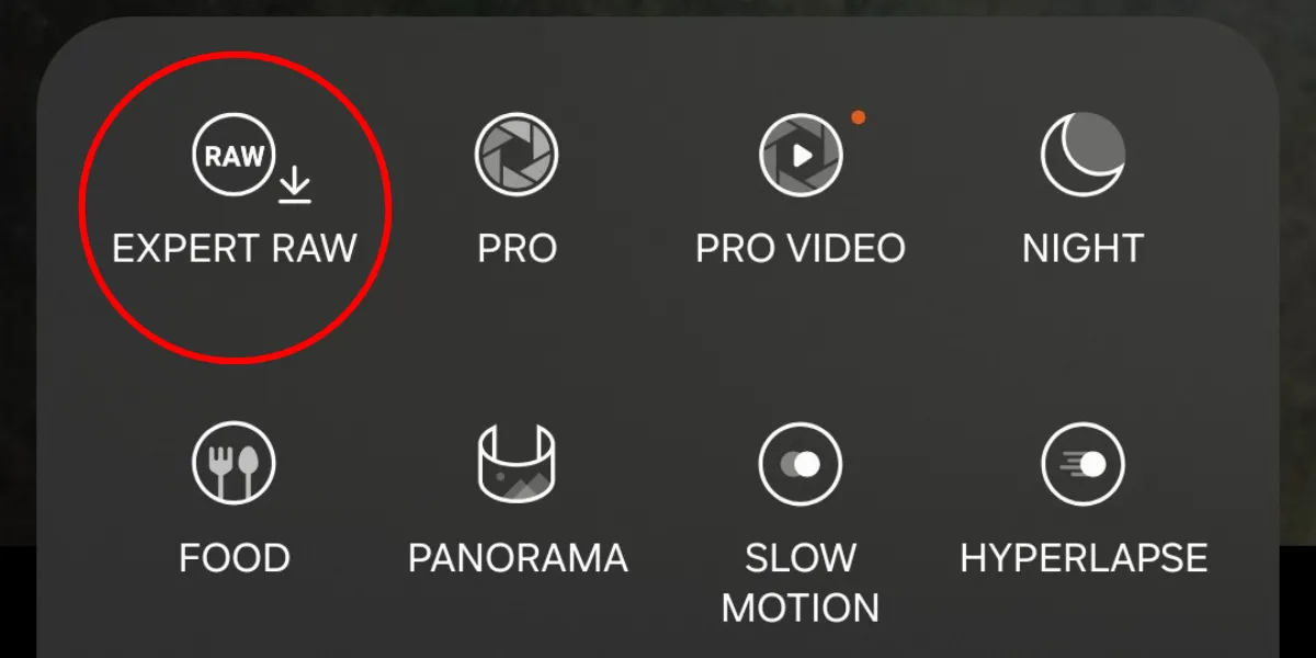 Nút Expert RAW trong menu &quot;Thêm&quot; của ứng dụng Camera trên Galaxy S25, mở rộng khả năng chụp ảnh chuyên nghiệp.
