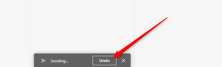 Nút &quot;Hoàn tác&quot; xuất hiện ở cuối khung tin nhắn trong Outlook mới, cho phép thu hồi email đã gửi.
