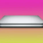 Ổ đĩa quang USB SuperDrive của Apple trên nền màu chuyển sắc, minh họa thiết bị ngoại vi để đọc đĩa CD/DVD, một giải pháp thay thế ổ đĩa tích hợp đã bị loại bỏ.