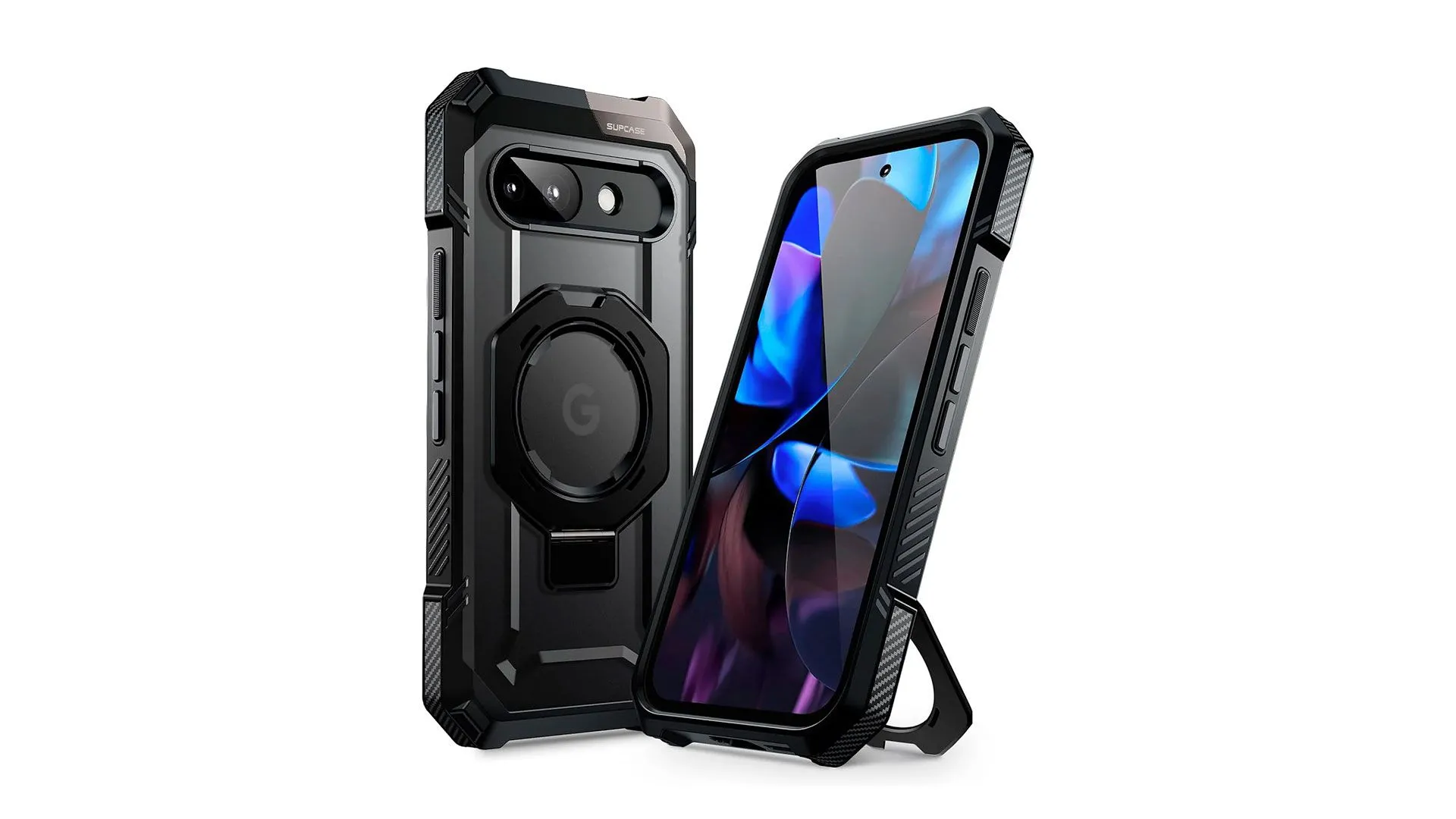Ốp lưng bảo vệ Supcase UB Grip dành cho Google Pixel 9a trên nền trắng, thể hiện thiết kế bền bỉ và chức năng từ tính Qi2.