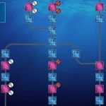 Sơ đồ dòng chảy trong game 999: Nine Hours, Nine Persons, Nine Doors hiển thị các lựa chọn cốt truyện và nhánh đường, giúp người chơi theo dõi tiến trình và khám phá các kết thúc khác nhau.